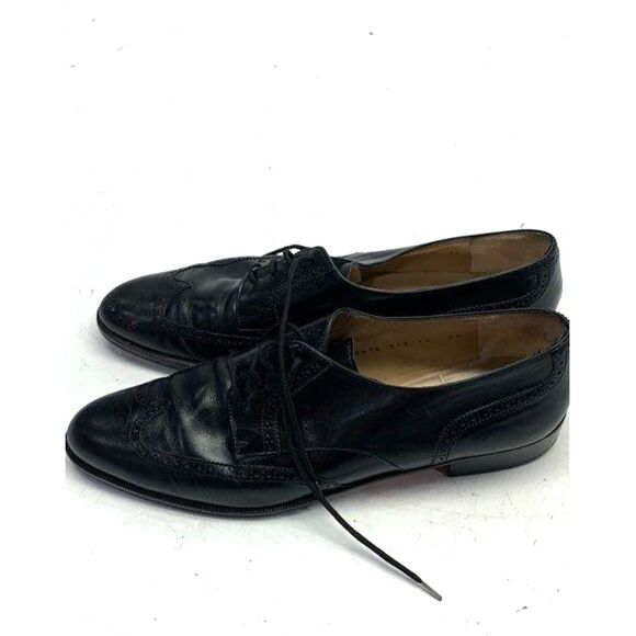 Salvatore Ferragamo Black Leather Wingtip Dress Shoes Made In Italy Size 11 main image 5